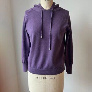 Purple Knit Hoodie Sweater | Cotton Knit Feel | Oversized Small | Cozy Luxe